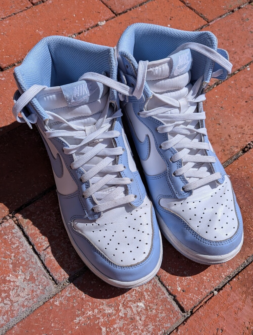 { Nike } Air Jordan High-Top Sneakers in White and Light Blue Pastel